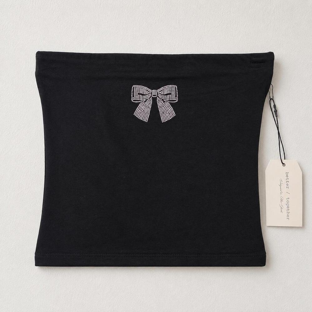 cute black coquette bow tube top